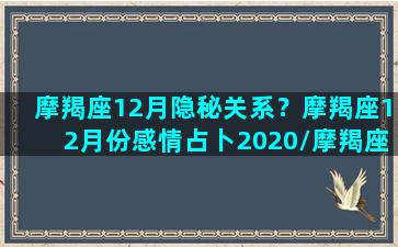 摩羯座12月隐秘关系？摩羯座12月份感情占卜2020/摩羯座12月隐秘关系？摩羯座12月份感情占卜2020-我的网站