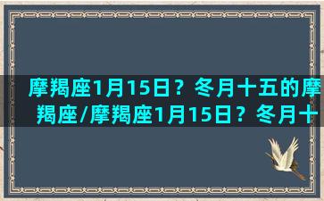 摩羯座1月15日？冬月十五的摩羯座/摩羯座1月15日？冬月十五的摩羯座-我的网站