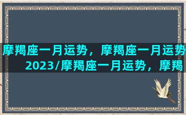 摩羯座一月运势，摩羯座一月运势2023/摩羯座一月运势，摩羯座一月运势2023-我的网站