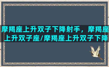 摩羯座上升双子下降射手，摩羯座上升双子座/摩羯座上升双子下降射手，摩羯座上升双子座-我的网站