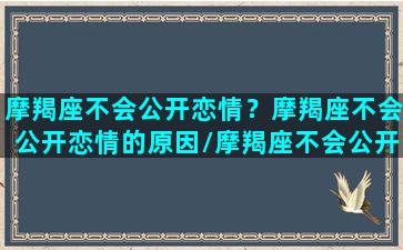 摩羯座不会公开恋情？摩羯座不会公开恋情的原因/摩羯座不会公开恋情？摩羯座不会公开恋情的原因-我的网站