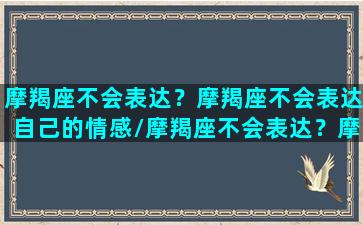 摩羯座不会表达？摩羯座不会表达自己的情感/摩羯座不会表达？摩羯座不会表达自己的情感-我的网站