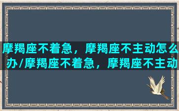 摩羯座不着急，摩羯座不主动怎么办/摩羯座不着急，摩羯座不主动怎么办-我的网站