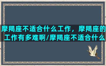 摩羯座不适合什么工作，摩羯座的工作有多难啊/摩羯座不适合什么工作，摩羯座的工作有多难啊-我的网站