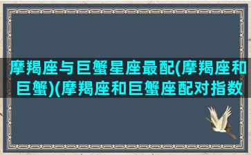 摩羯座与巨蟹星座最配(摩羯座和巨蟹)(摩羯座和巨蟹座配对指数是多少)