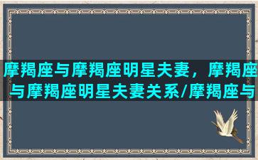 摩羯座与摩羯座明星夫妻，摩羯座与摩羯座明星夫妻关系/摩羯座与摩羯座明星夫妻，摩羯座与摩羯座明星夫妻关系-我的网站