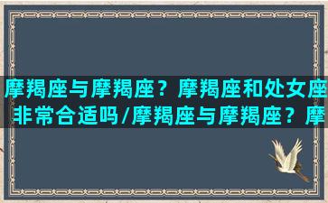 摩羯座与摩羯座？摩羯座和处女座非常合适吗/摩羯座与摩羯座？摩羯座和处女座非常合适吗-我的网站