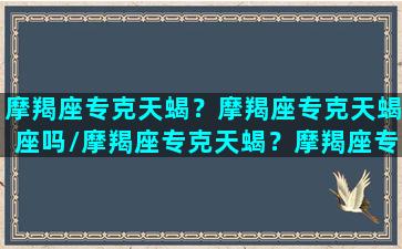 摩羯座专克天蝎？摩羯座专克天蝎座吗/摩羯座专克天蝎？摩羯座专克天蝎座吗-我的网站