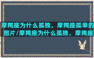 摩羯座为什么孤独，摩羯座孤单的图片/摩羯座为什么孤独，摩羯座孤单的图片-我的网站