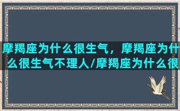 摩羯座为什么很生气，摩羯座为什么很生气不理人/摩羯座为什么很生气，摩羯座为什么很生气不理人-我的网站