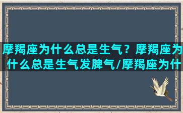 摩羯座为什么总是生气？摩羯座为什么总是生气发脾气/摩羯座为什么总是生气？摩羯座为什么总是生气发脾气-我的网站