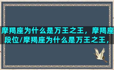 摩羯座为什么是万王之王，摩羯座段位/摩羯座为什么是万王之王，摩羯座段位-我的网站