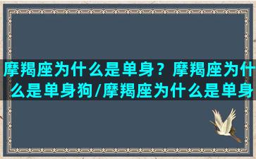 摩羯座为什么是单身？摩羯座为什么是单身狗/摩羯座为什么是单身？摩羯座为什么是单身狗-我的网站