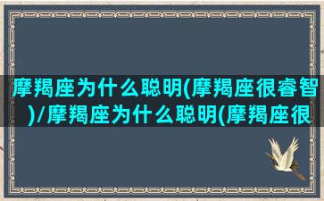 摩羯座为什么聪明(摩羯座很睿智)/摩羯座为什么聪明(摩羯座很睿智)-我的网站