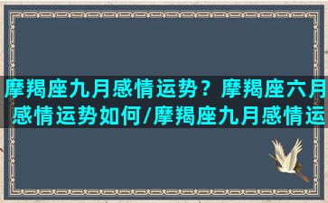 摩羯座九月感情运势？摩羯座六月感情运势如何/摩羯座九月感情运势？摩羯座六月感情运势如何-我的网站