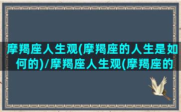 摩羯座人生观(摩羯座的人生是如何的)/摩羯座人生观(摩羯座的人生是如何的)-我的网站