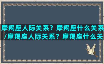 摩羯座人际关系？摩羯座什么关系/摩羯座人际关系？摩羯座什么关系-我的网站