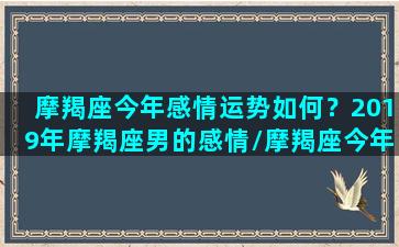 摩羯座今年感情运势如何？2019年摩羯座男的感情/摩羯座今年感情运势如何？2019年摩羯座男的感情-我的网站