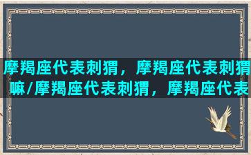 摩羯座代表刺猬，摩羯座代表刺猬嘛/摩羯座代表刺猬，摩羯座代表刺猬嘛-我的网站