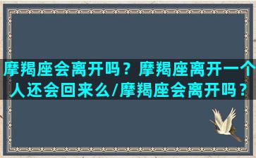 摩羯座会离开吗？摩羯座离开一个人还会回来么/摩羯座会离开吗？摩羯座离开一个人还会回来么-我的网站