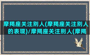 摩羯座关注别人(摩羯座关注别人的表现)/摩羯座关注别人(摩羯座关注别人的表现)-我的网站