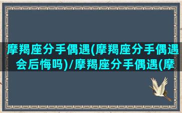 摩羯座分手偶遇(摩羯座分手偶遇会后悔吗)/摩羯座分手偶遇(摩羯座分手偶遇会后悔吗)-我的网站