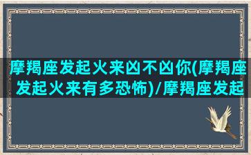 摩羯座发起火来凶不凶你(摩羯座发起火来有多恐怖)/摩羯座发起火来凶不凶你(摩羯座发起火来有多恐怖)-我的网站