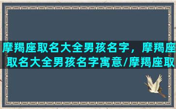 摩羯座取名大全男孩名字，摩羯座取名大全男孩名字寓意/摩羯座取名大全男孩名字，摩羯座取名大全男孩名字寓意-我的网站