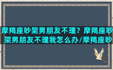 摩羯座吵架男朋友不理？摩羯座吵架男朋友不理我怎么办/摩羯座吵架男朋友不理？摩羯座吵架男朋友不理我怎么办-我的网站