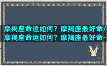 摩羯座命运如何？摩羯座最好命/摩羯座命运如何？摩羯座最好命-我的网站