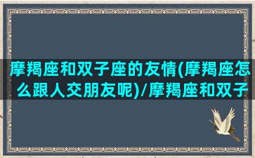 摩羯座和双子座的友情(摩羯座怎么跟人交朋友呢)/摩羯座和双子座的友情(摩羯座怎么跟人交朋友呢)-我的网站