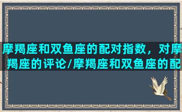 摩羯座和双鱼座的配对指数，对摩羯座的评论/摩羯座和双鱼座的配对指数，对摩羯座的评论-我的网站