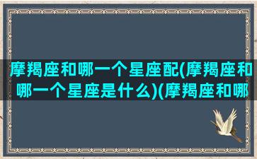 摩羯座和哪一个星座配(摩羯座和哪一个星座是什么)(摩羯座和哪个星座更般配)