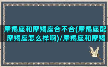 摩羯座和摩羯座合不合(摩羯座配摩羯座怎么样啊)/摩羯座和摩羯座合不合(摩羯座配摩羯座怎么样啊)-我的网站