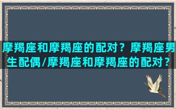 摩羯座和摩羯座的配对？摩羯座男生配偶/摩羯座和摩羯座的配对？摩羯座男生配偶-我的网站