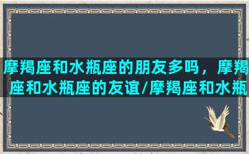 摩羯座和水瓶座的朋友多吗，摩羯座和水瓶座的友谊/摩羯座和水瓶座的朋友多吗，摩羯座和水瓶座的友谊-我的网站