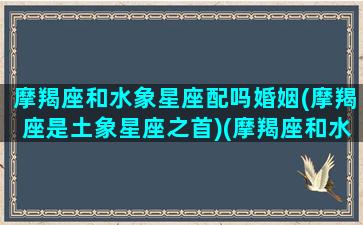 摩羯座和水象星座配吗婚姻(摩羯座是土象星座之首)(摩羯座和水瓶座的配对率)