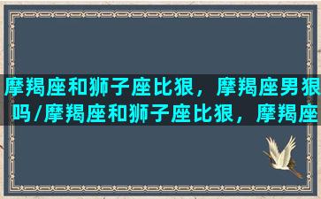 摩羯座和狮子座比狠，摩羯座男狠吗/摩羯座和狮子座比狠，摩羯座男狠吗-我的网站