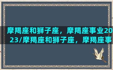 摩羯座和狮子座，摩羯座事业2023/摩羯座和狮子座，摩羯座事业2023-我的网站