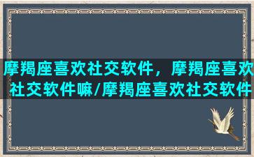 摩羯座喜欢社交软件，摩羯座喜欢社交软件嘛/摩羯座喜欢社交软件，摩羯座喜欢社交软件嘛-我的网站