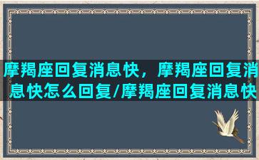 摩羯座回复消息快，摩羯座回复消息快怎么回复/摩羯座回复消息快，摩羯座回复消息快怎么回复-我的网站