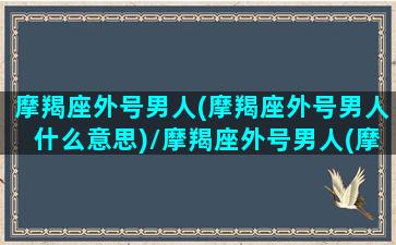 摩羯座外号男人(摩羯座外号男人什么意思)/摩羯座外号男人(摩羯座外号男人什么意思)-我的网站