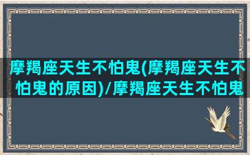 摩羯座天生不怕鬼(摩羯座天生不怕鬼的原因)/摩羯座天生不怕鬼(摩羯座天生不怕鬼的原因)-我的网站