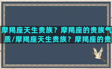 摩羯座天生贵族？摩羯座的贵族气质/摩羯座天生贵族？摩羯座的贵族气质-我的网站