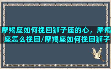 摩羯座如何挽回狮子座的心，摩羯座怎么挽回/摩羯座如何挽回狮子座的心，摩羯座怎么挽回-我的网站