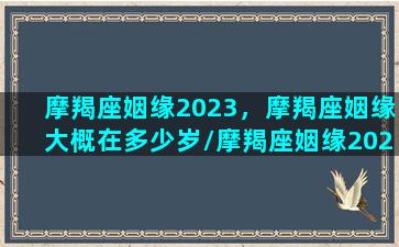 摩羯座姻缘2023，摩羯座姻缘大概在多少岁/摩羯座姻缘2023，摩羯座姻缘大概在多少岁-我的网站