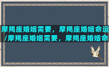 摩羯座婚姻需要，摩羯座婚姻命运/摩羯座婚姻需要，摩羯座婚姻命运-我的网站