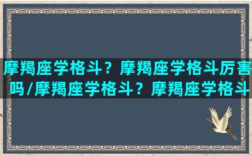 摩羯座学格斗？摩羯座学格斗厉害吗/摩羯座学格斗？摩羯座学格斗厉害吗-我的网站