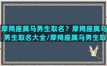 摩羯座属马男生取名？摩羯座属马男生取名大全/摩羯座属马男生取名？摩羯座属马男生取名大全-我的网站