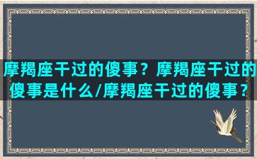 摩羯座干过的傻事？摩羯座干过的傻事是什么/摩羯座干过的傻事？摩羯座干过的傻事是什么-我的网站